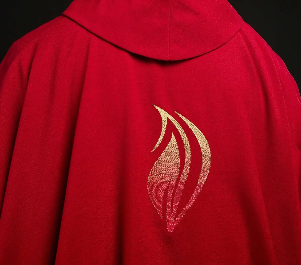 Red chasuble with Holy Spirit embroidery