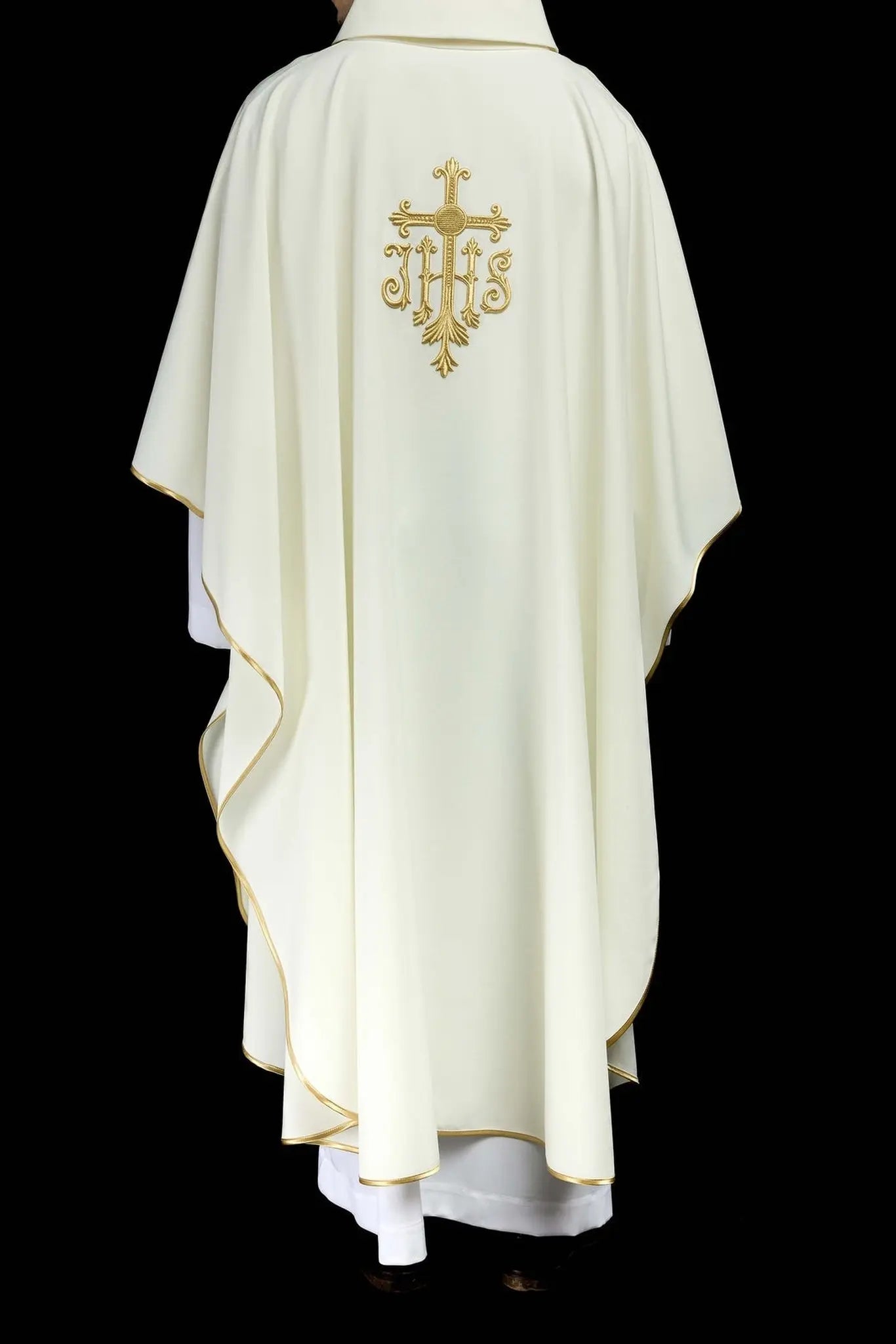 Embroidered ecru cross chasuble