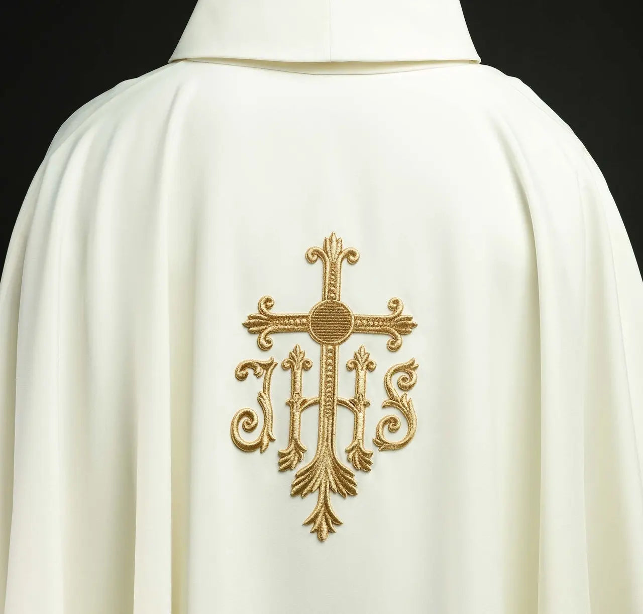 Embroidered ecru cross chasuble
