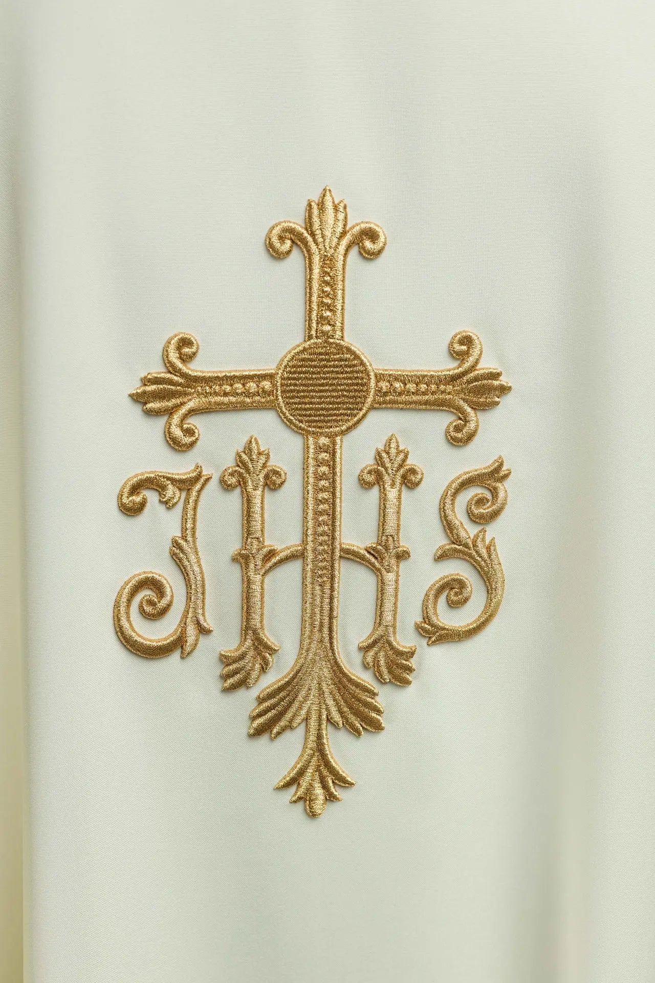 Embroidered ecru cross chasuble