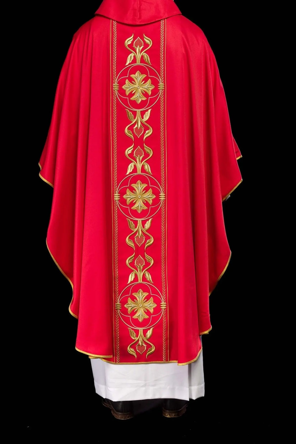 Embroidered Red Chasuble with Decorative Band