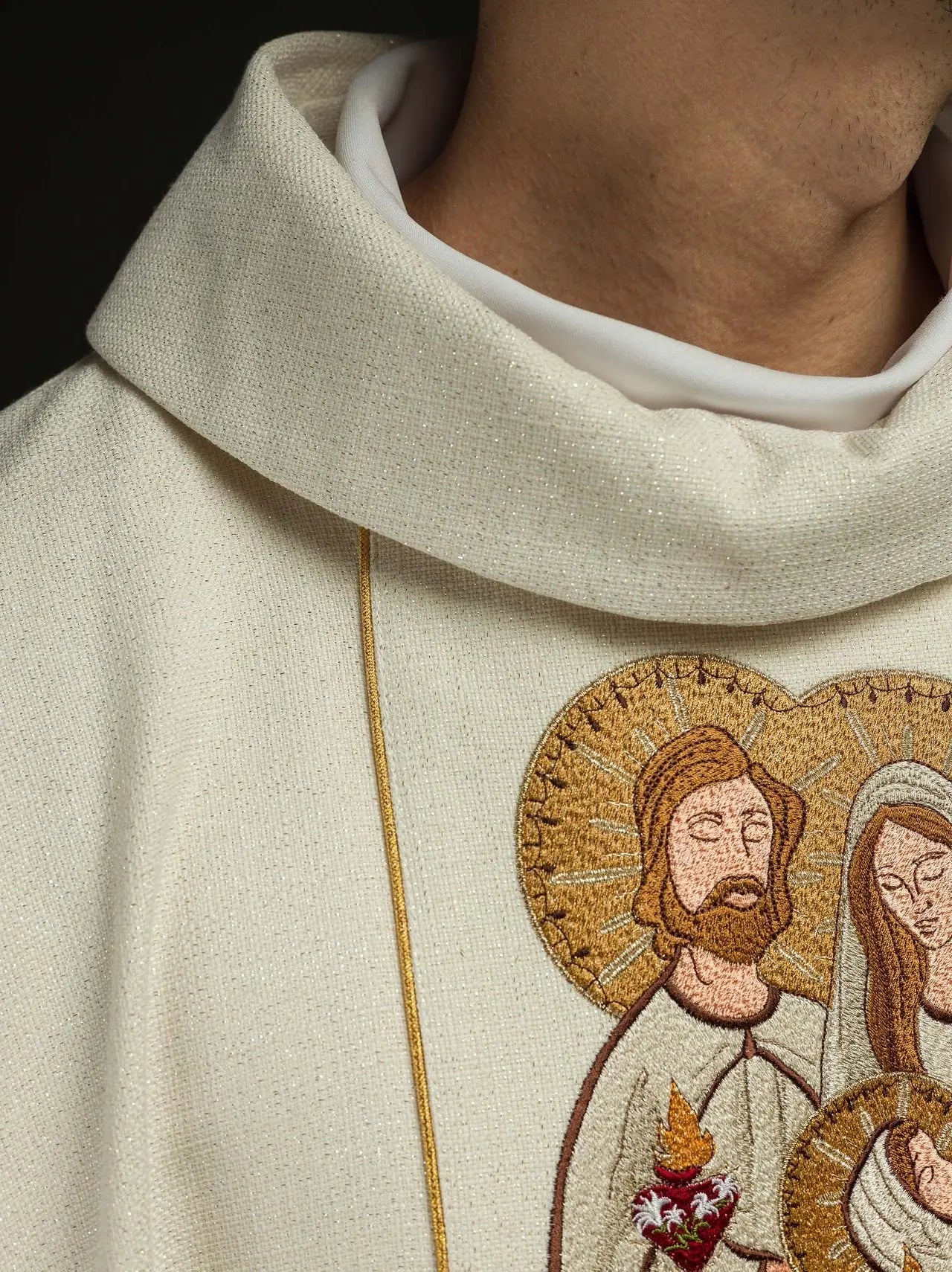 Embroidered chasuble for Christmas with the image of the Holy Family