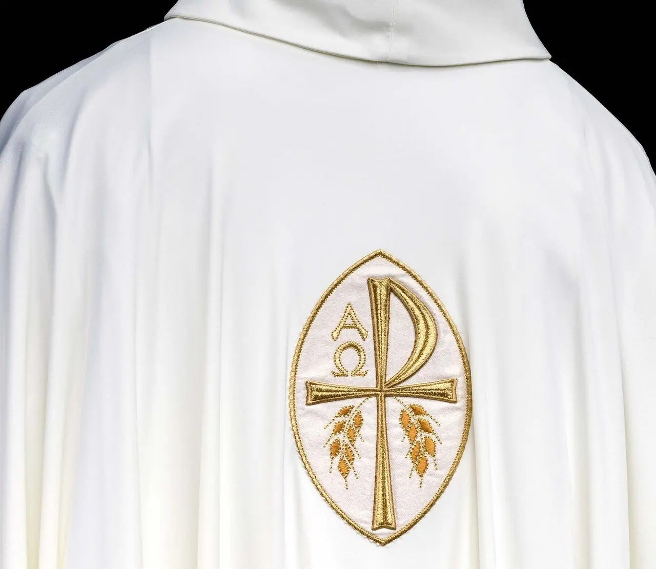 Chasuble embroidered Cross ecru lightweight knitted SACROLITE