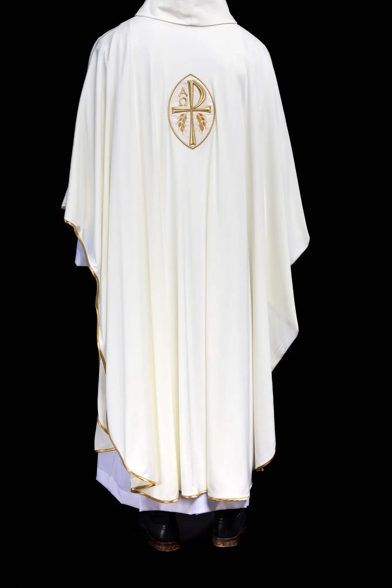 Chasuble brodée Croix écrue légère tricotée SACROLITE