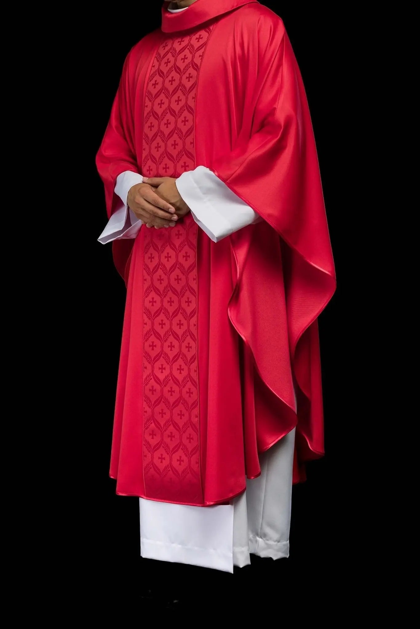 Red Chasuble with Jacquard Cross-patterned Band