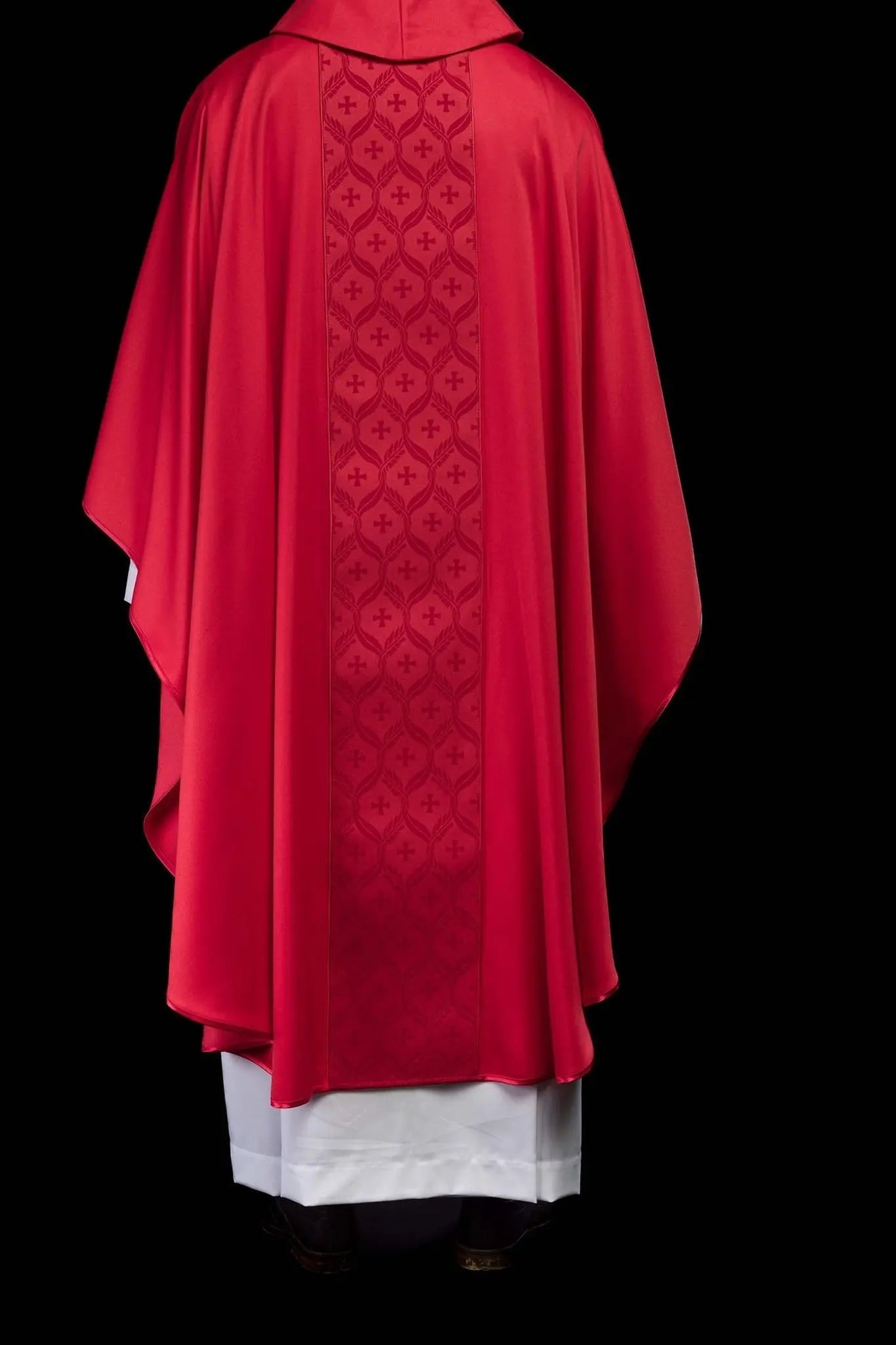 Red Chasuble with Jacquard Cross-patterned Band