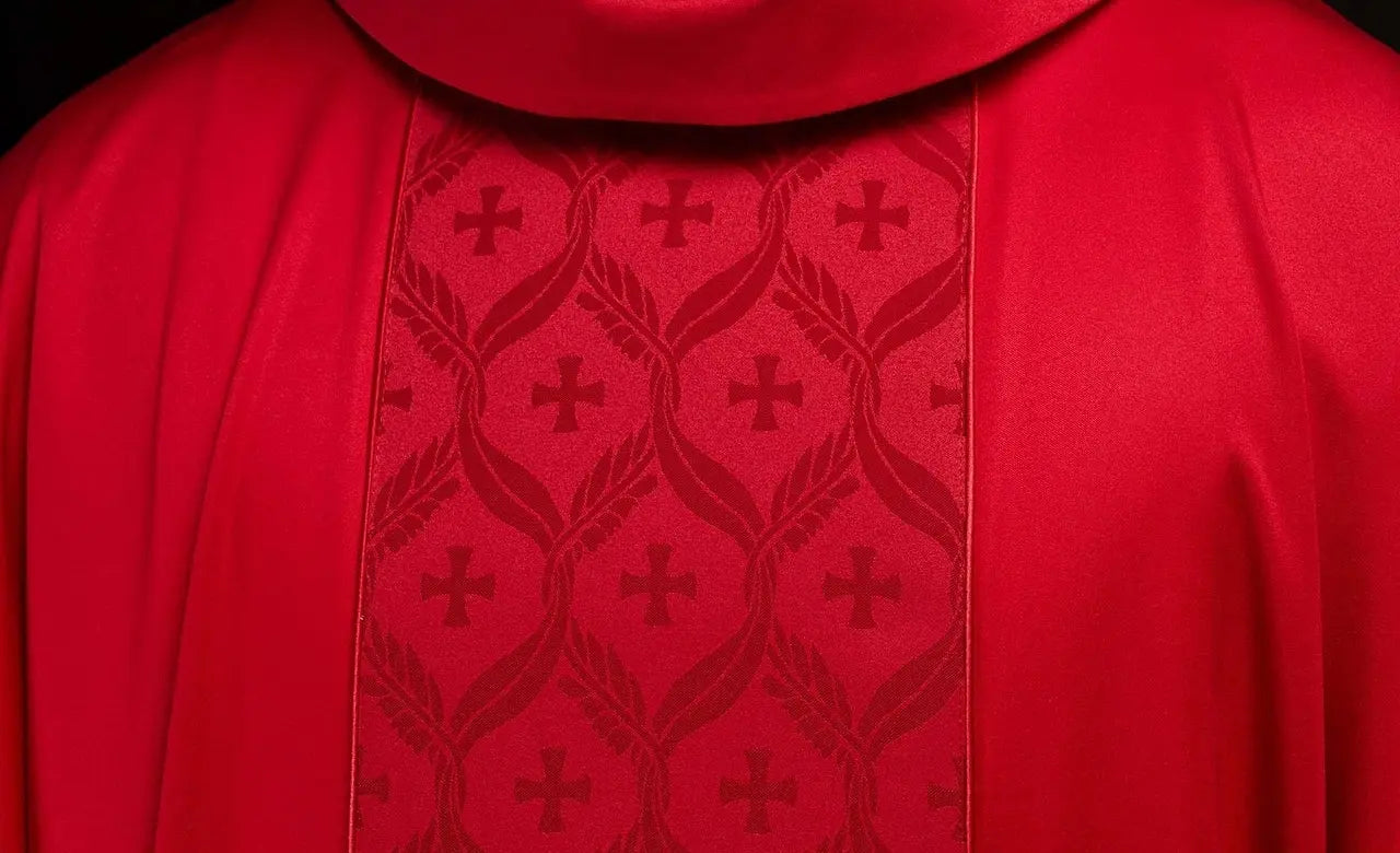 Red Chasuble with Jacquard Cross-patterned Band