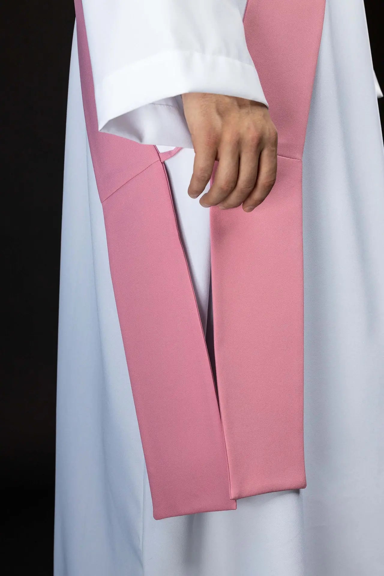 Pink Deacon Stole with IHS and Cross Embroidery