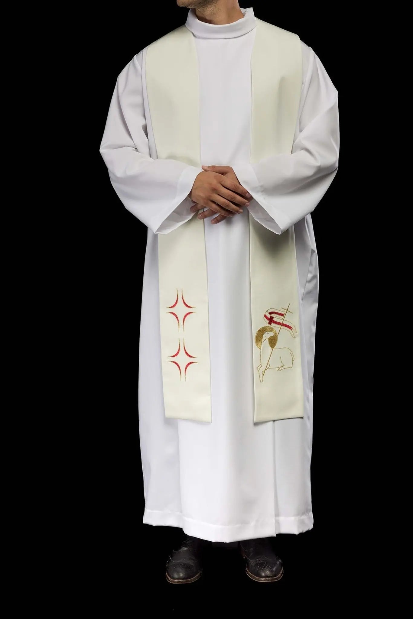 Priest's stole with embroidery of the Cross and Lamb