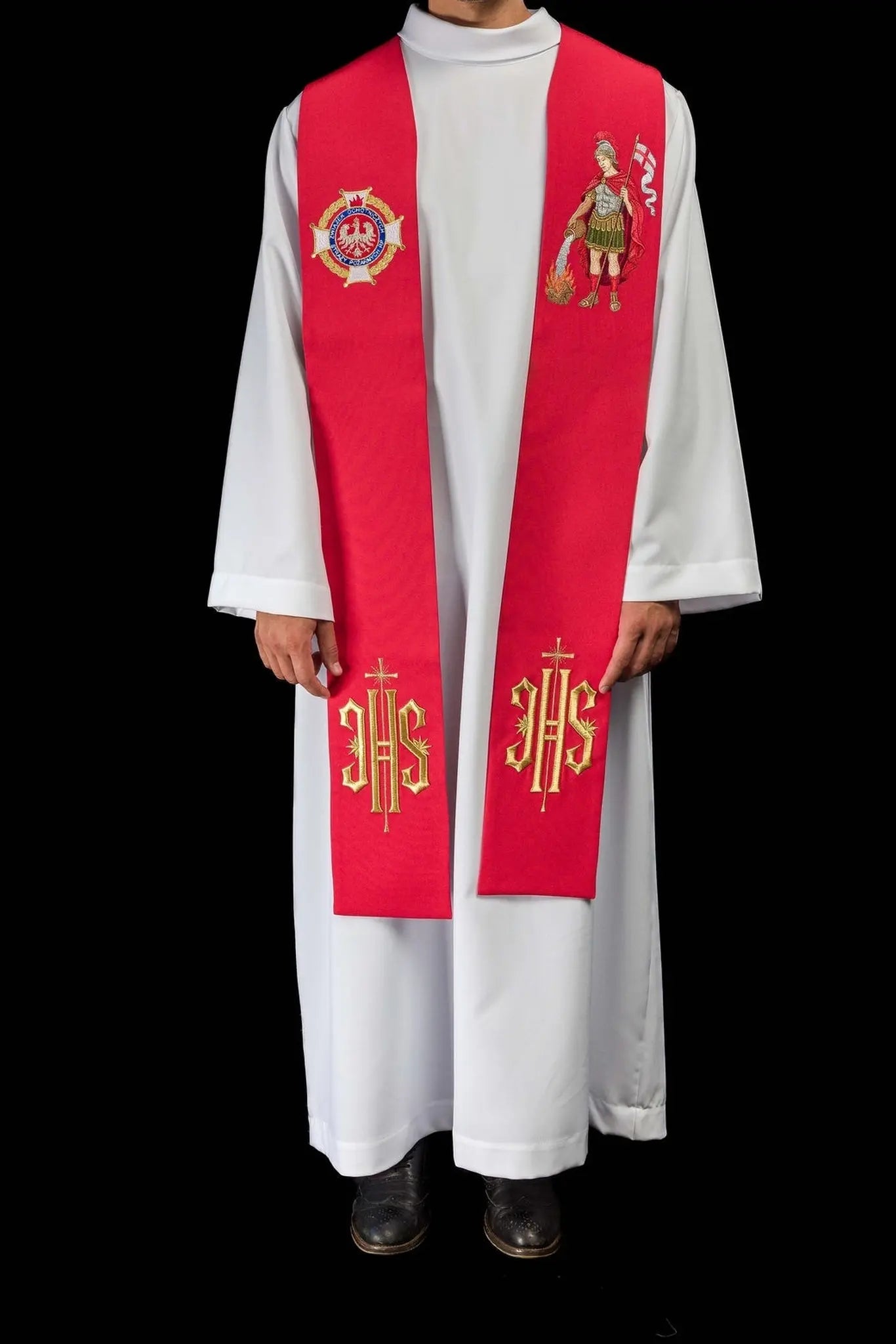 Étole brodée avec l'image de Saint Florian
