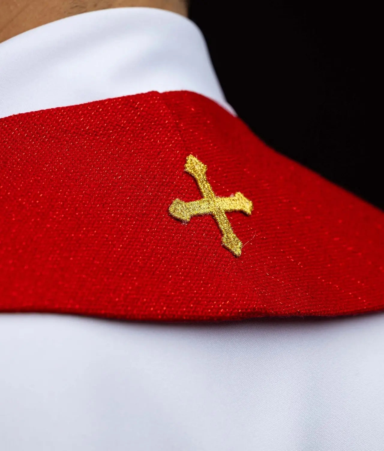 Red Stole with Embroidered Images of Saints Peter and Paul