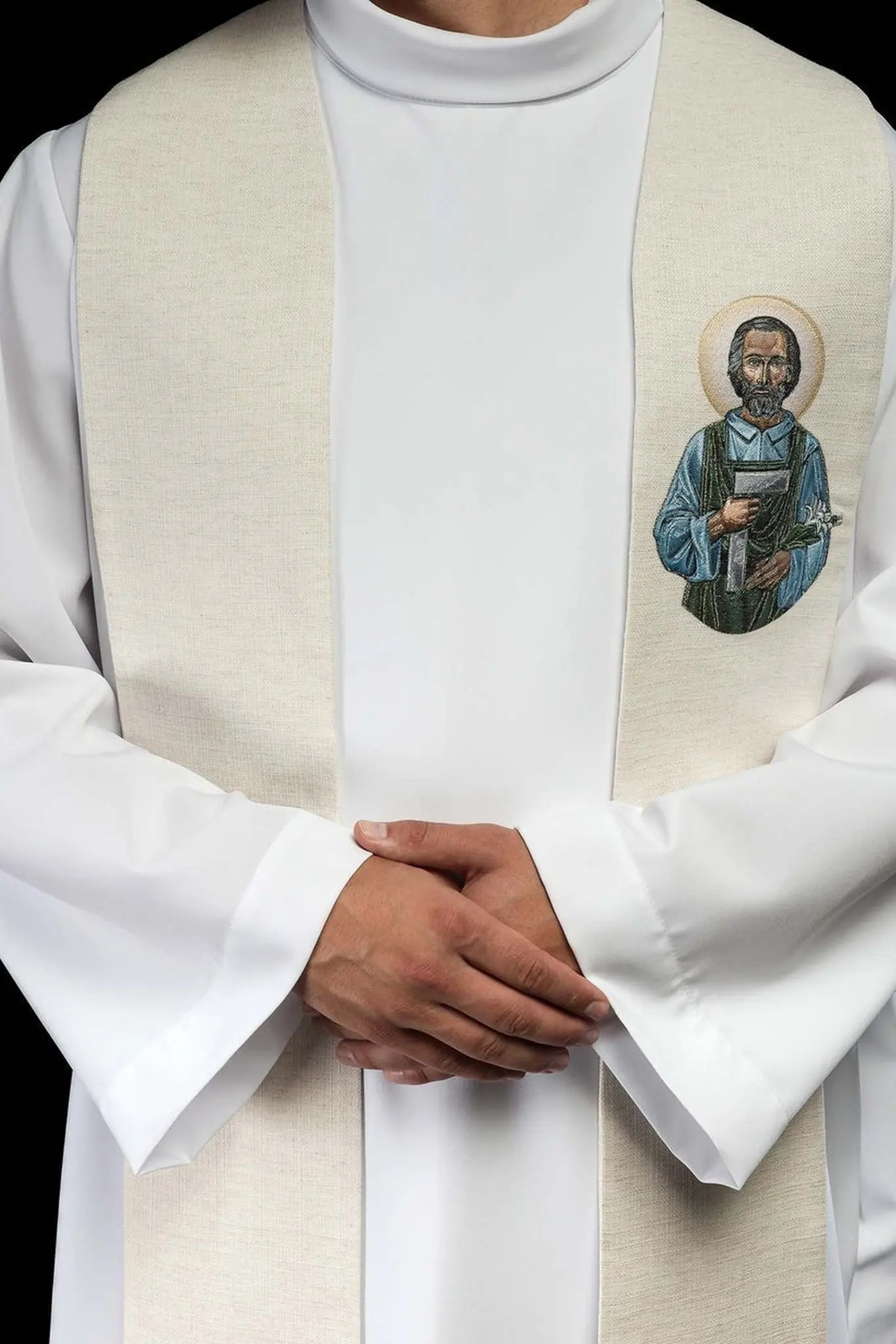 Embroidered stole with the image of Saint Joseph the Worker