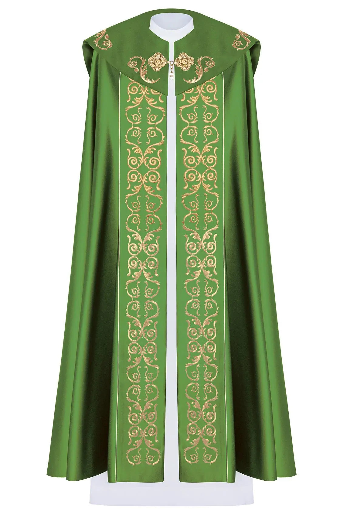 Eucharistic cape with richly decorated monogram in green