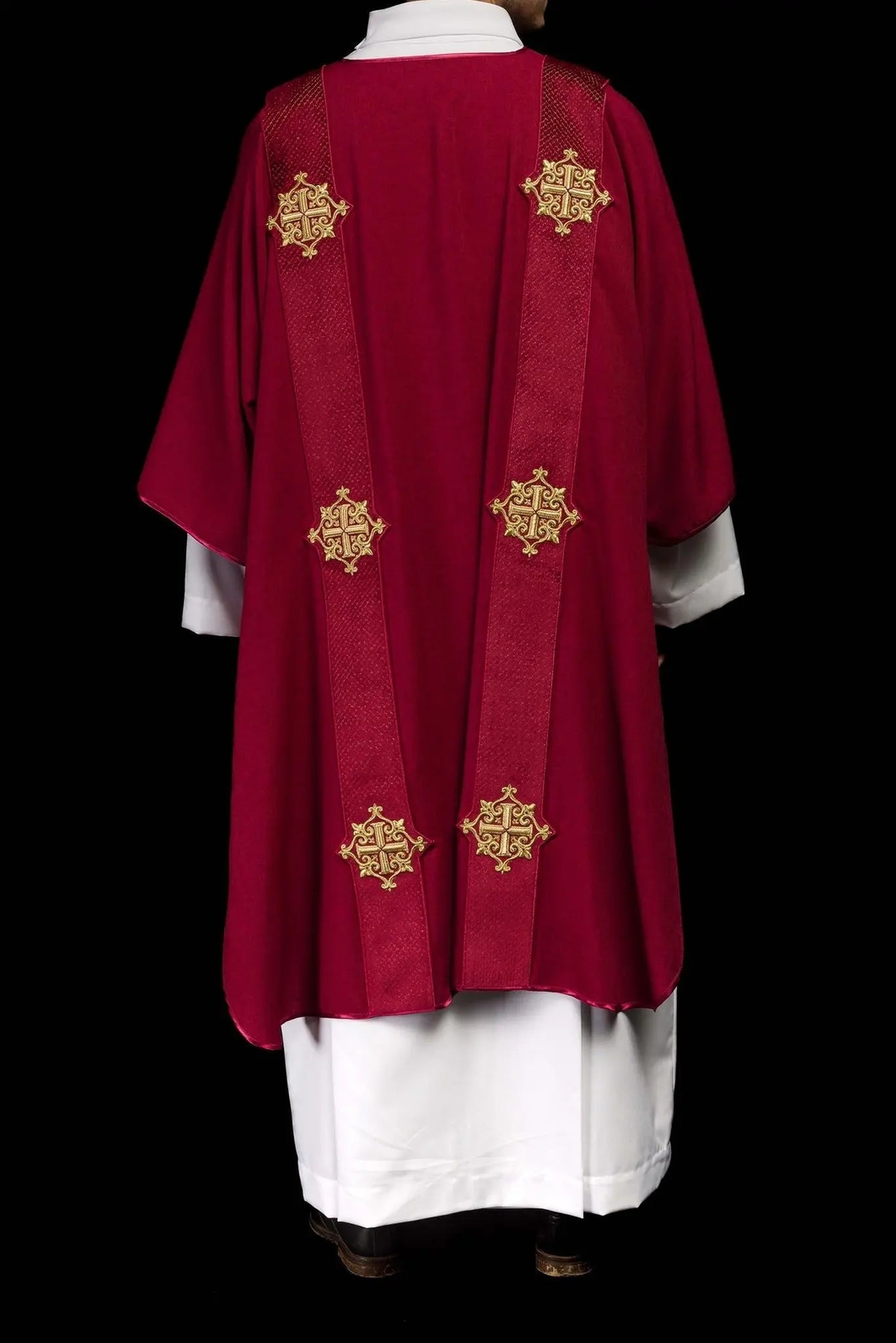 Red Dalmatic with Velvet Bands and Cross Symbols