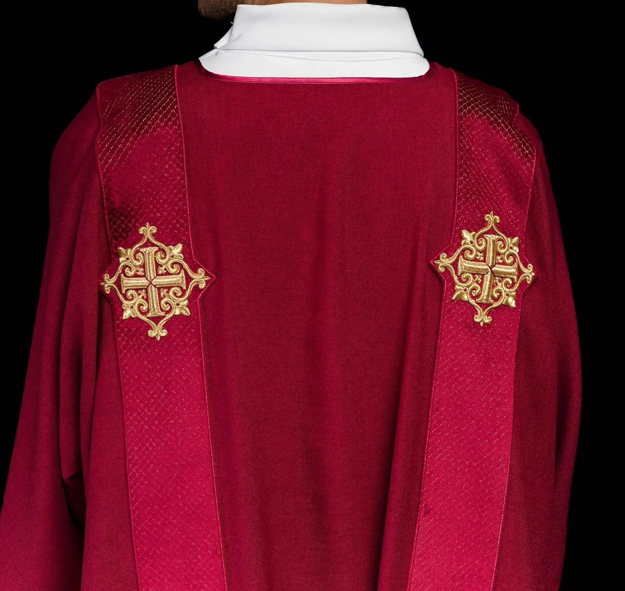 Red Dalmatic with Velvet Bands and Cross Symbols