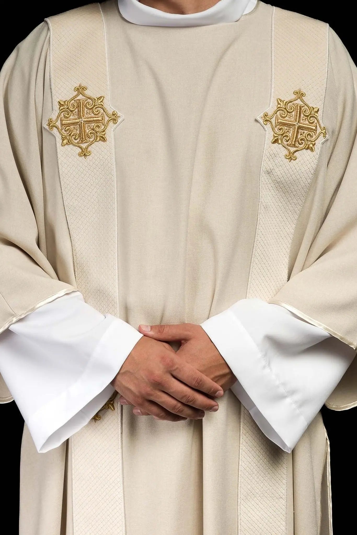 Ecru Dalmatic with Velvet Bands and Cross Symbols