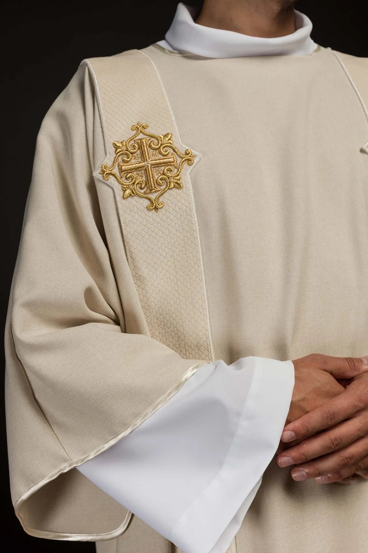 Ecru Dalmatic with Velvet Bands and Cross Symbols