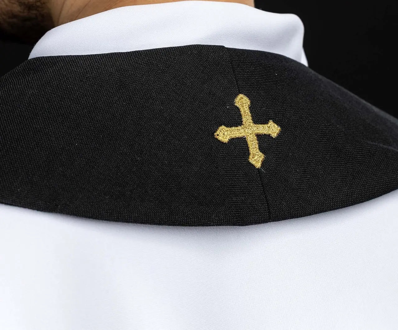 Black Velvet Stole with Gold Cross Embroidery