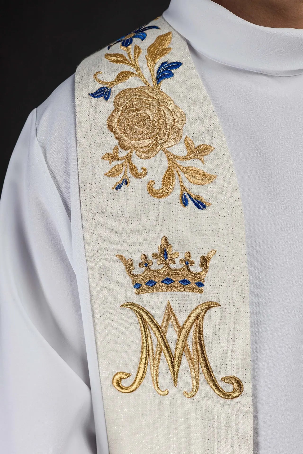 Embroidered Stole with Marian Symbol