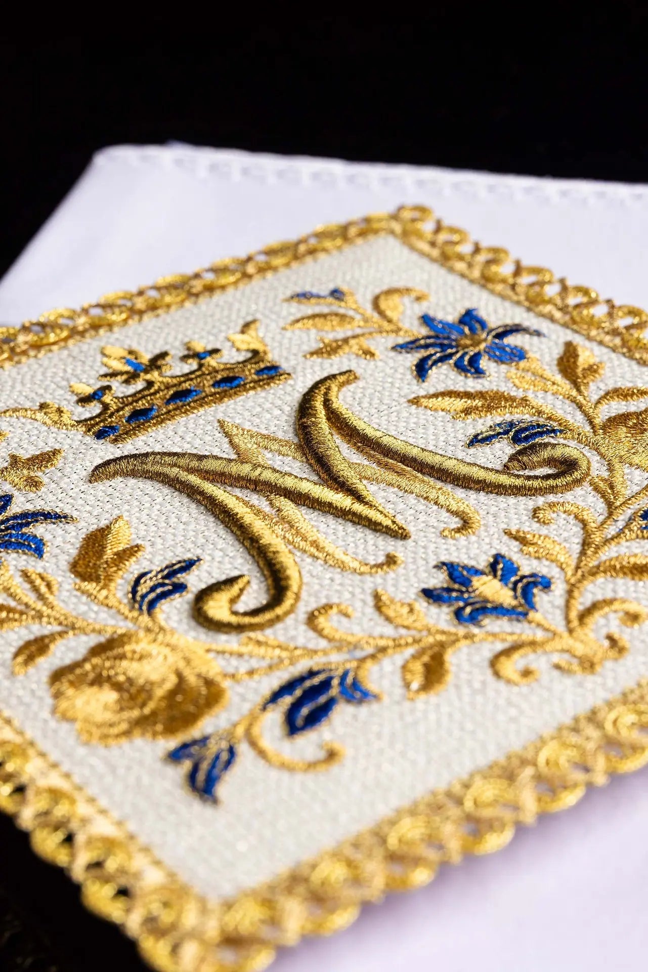 Chalice Linen Set with Royal Marian Monogram Embroidery