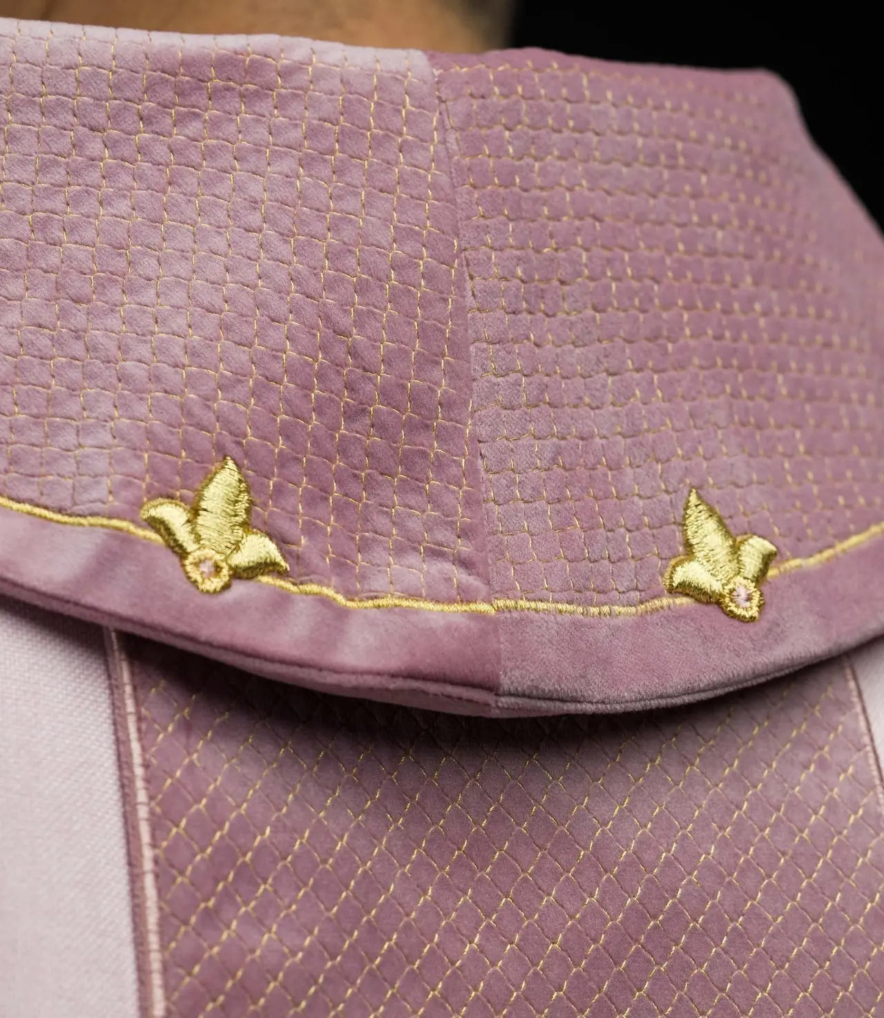 Chasuble embroidered on velvet with the symbol Cross Pink