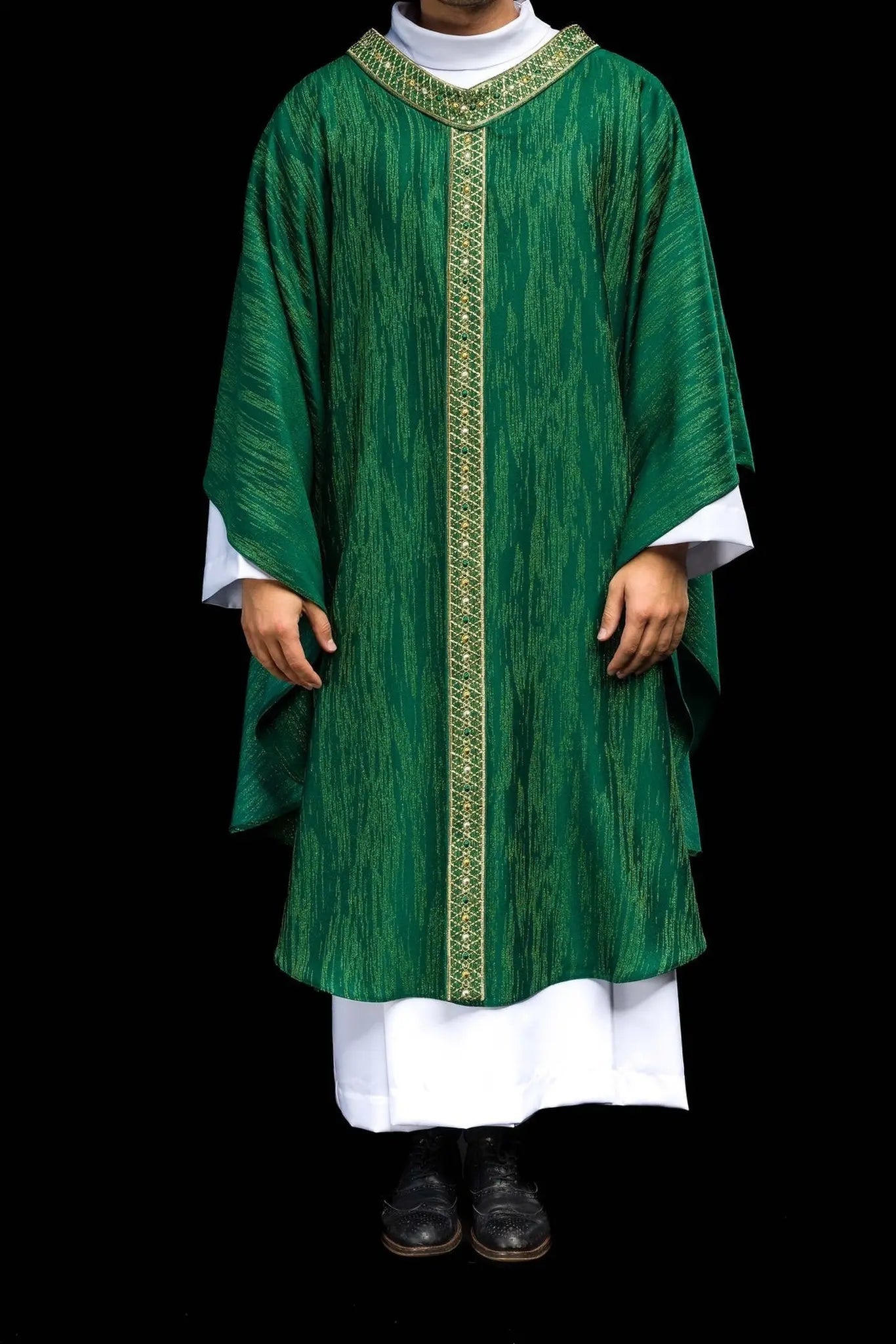 Green Chasuble with Embroidered Belt and Collar
