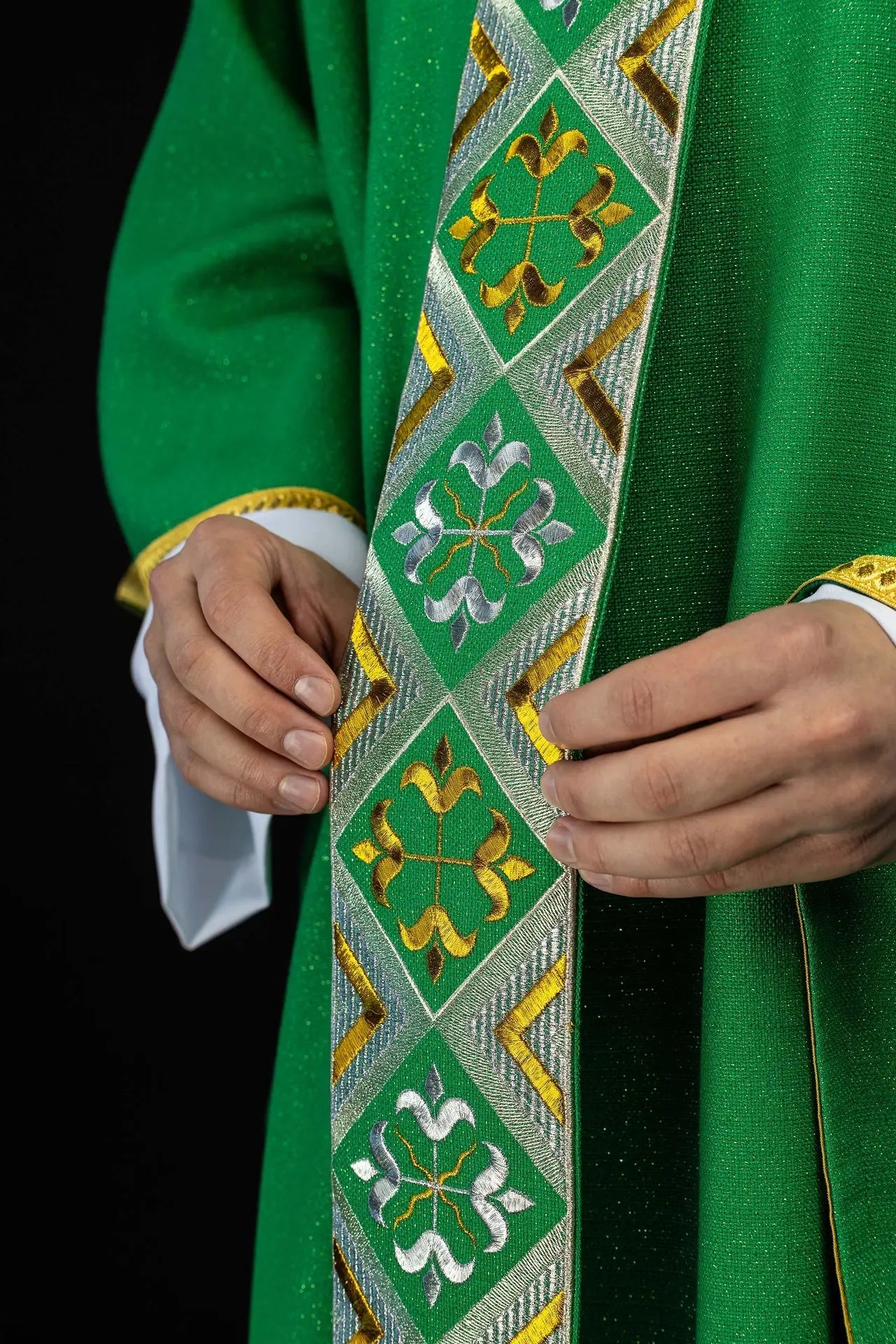Green Chasuble Set with Embroidered Orphrey