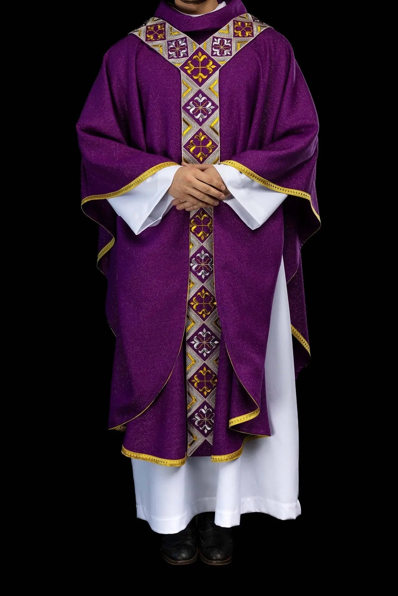 Purple Chasuble Set with Embroidered Orphrey