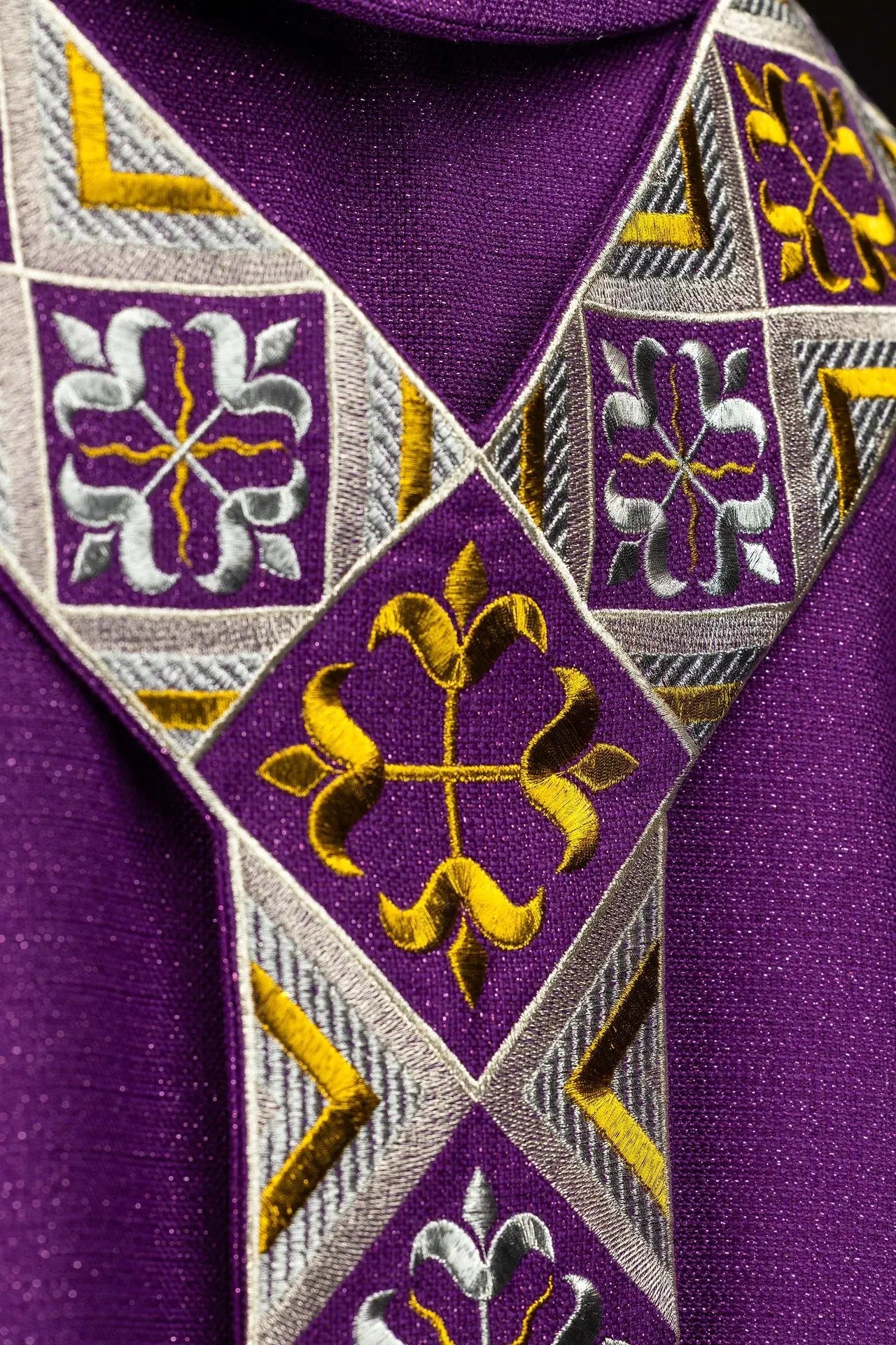 Purple Chasuble Set with Embroidered Orphrey