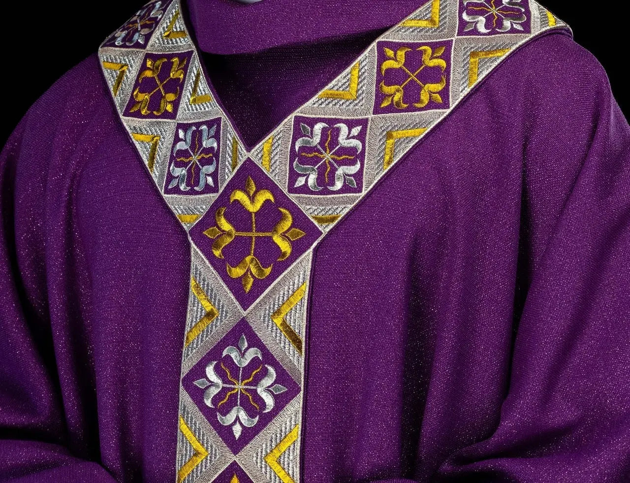 Purple Chasuble Set with Embroidered Orphrey