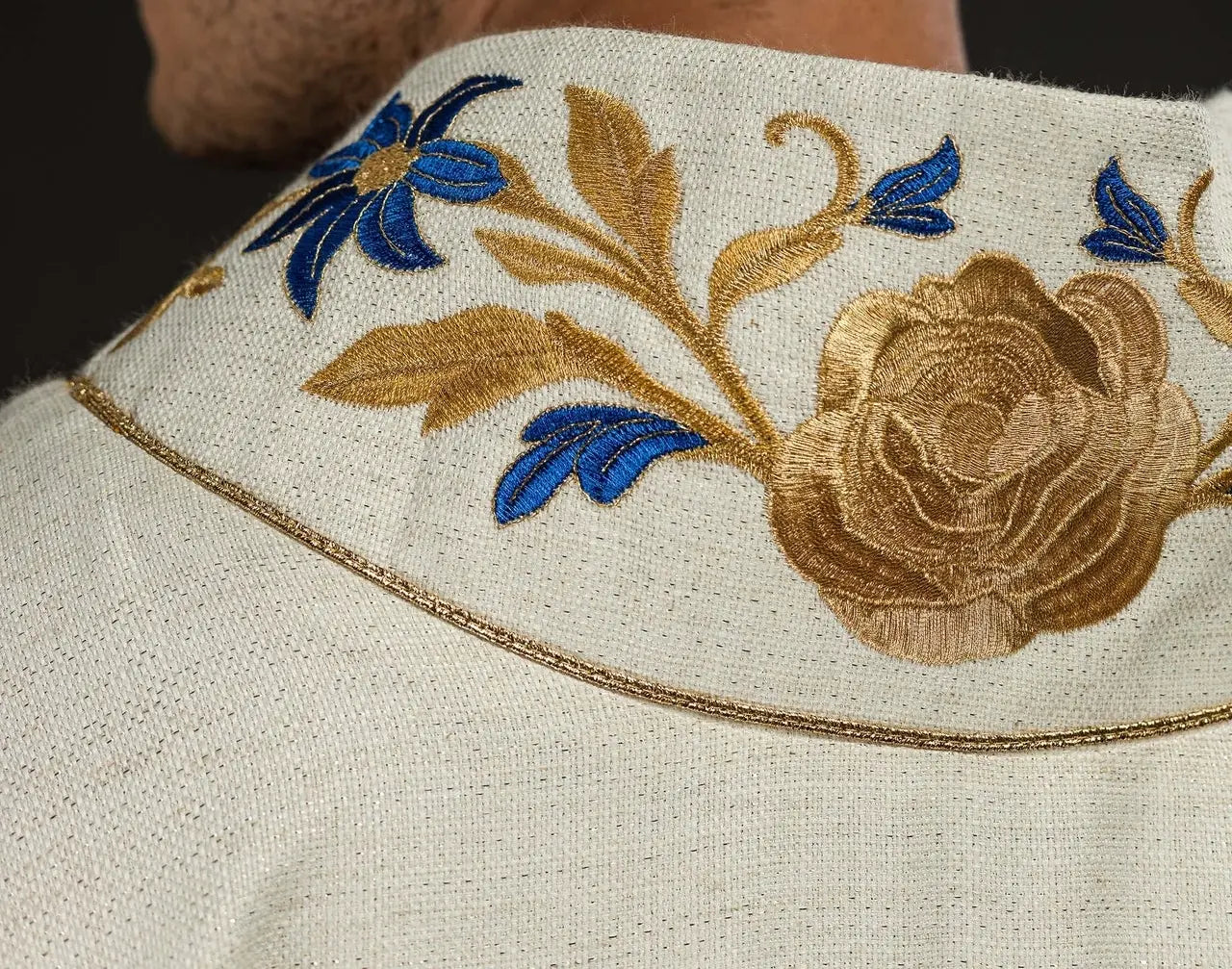 Embroidered Chasuble with Marian Motif – Ecru