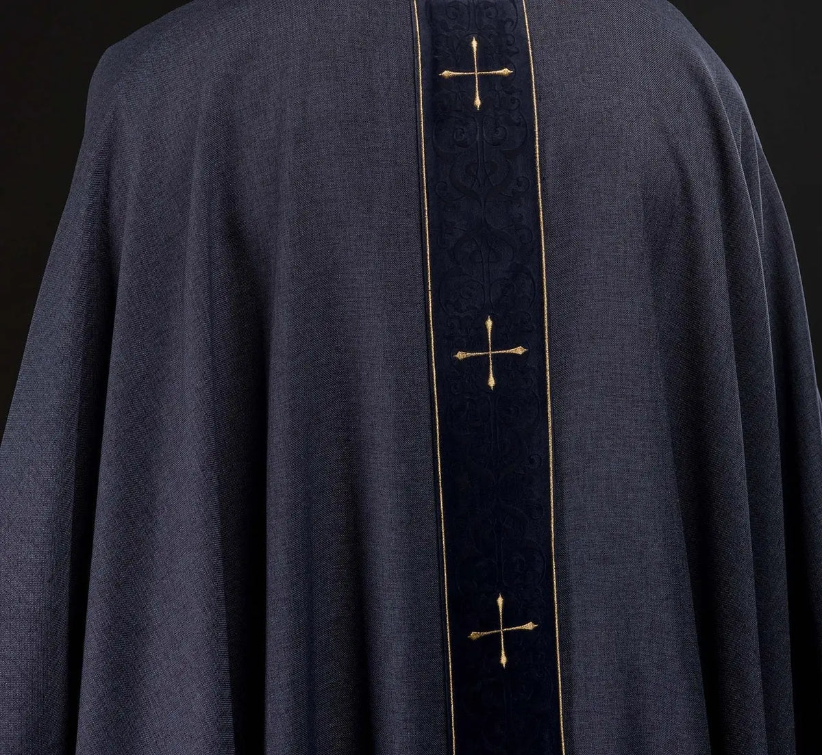 Purple Chasuble with Embroidered Band and Cross Motif