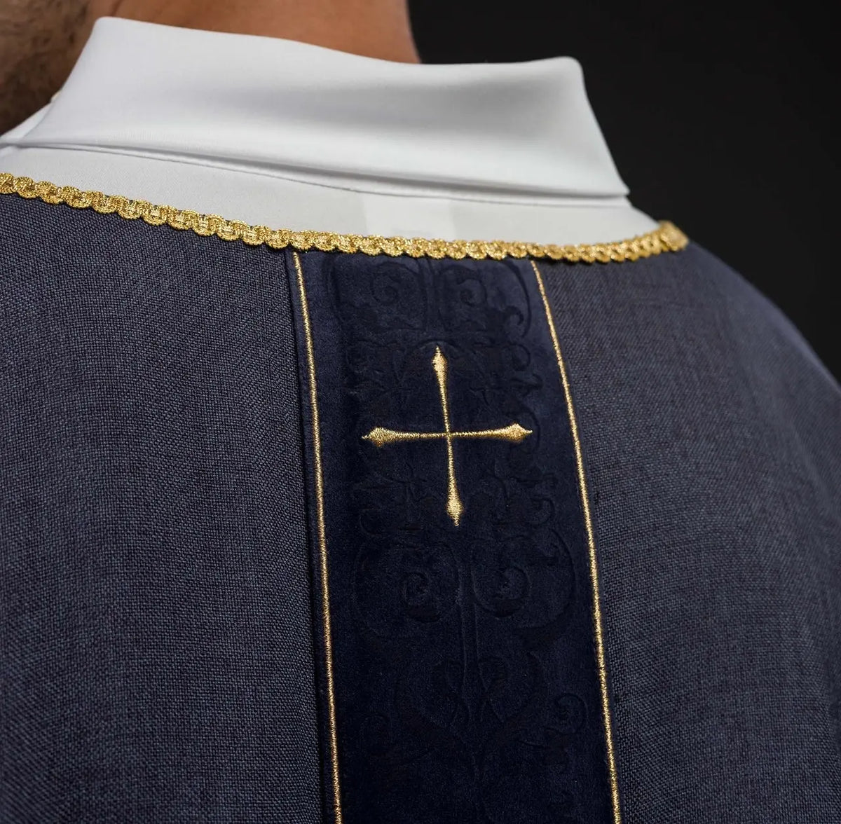 Purple Chasuble with Embroidered Band and Cross Motif