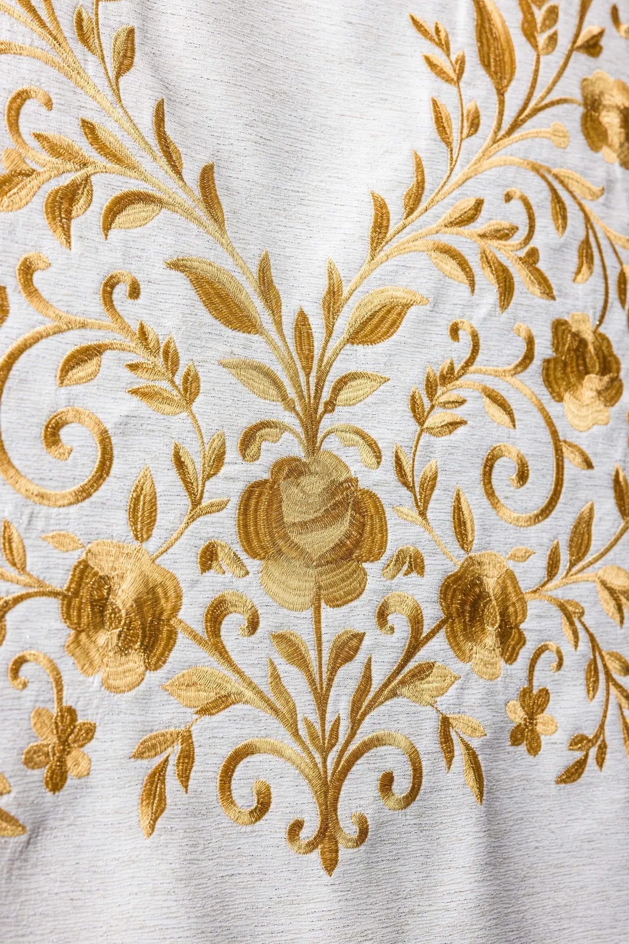 White Lectern Cover with Cross, Doves and Gold Embroidery
