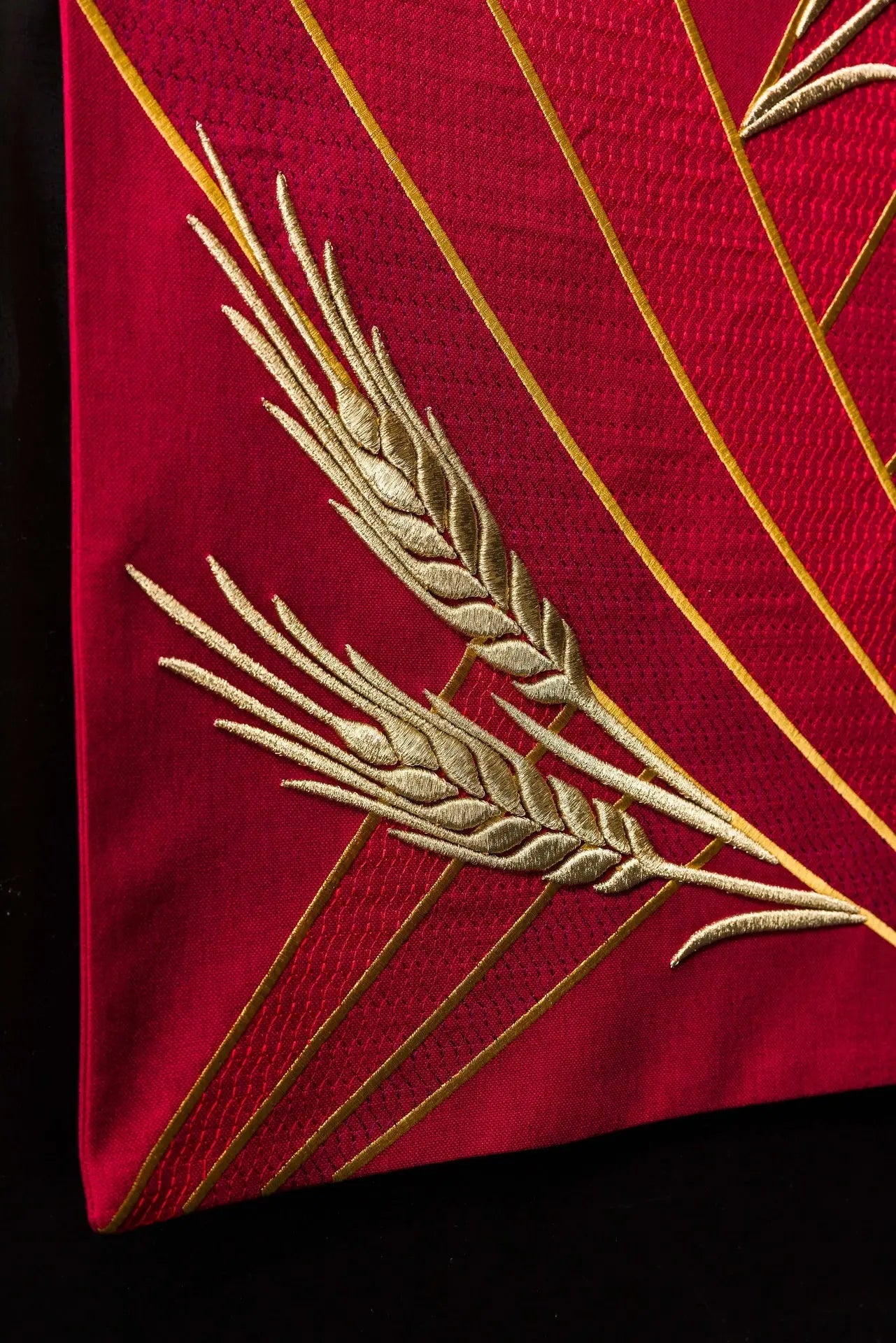 Red Lectern Cover with PAX Symbol and Wheat Embroidery