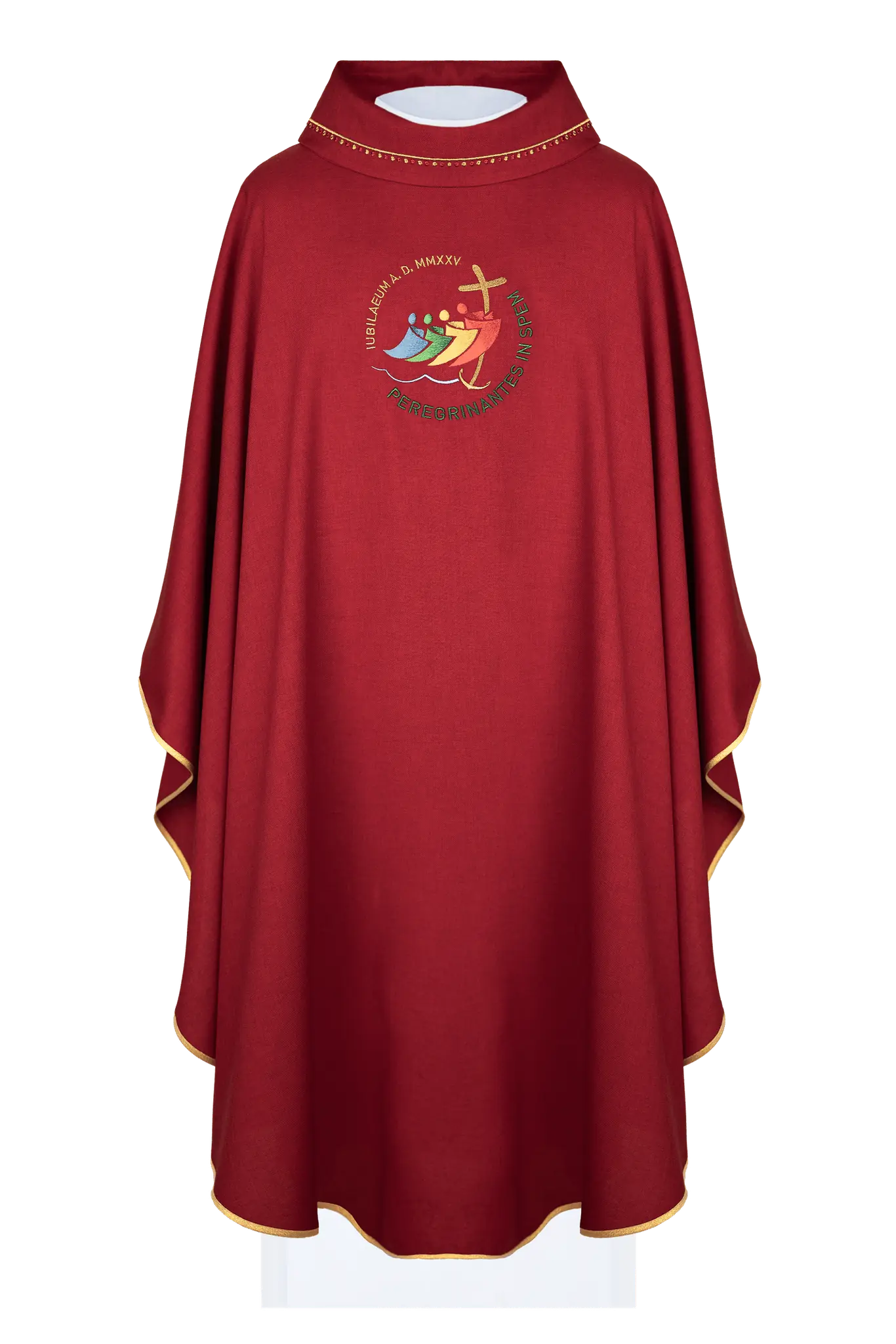 Chasuble with JUBILEE ROME 2025 Embroidery and Red Collar Trim (In Polish Language)