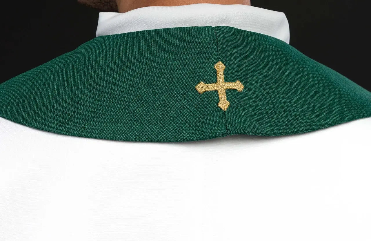 Green Velvet Stole with Embroidered IHS Motif