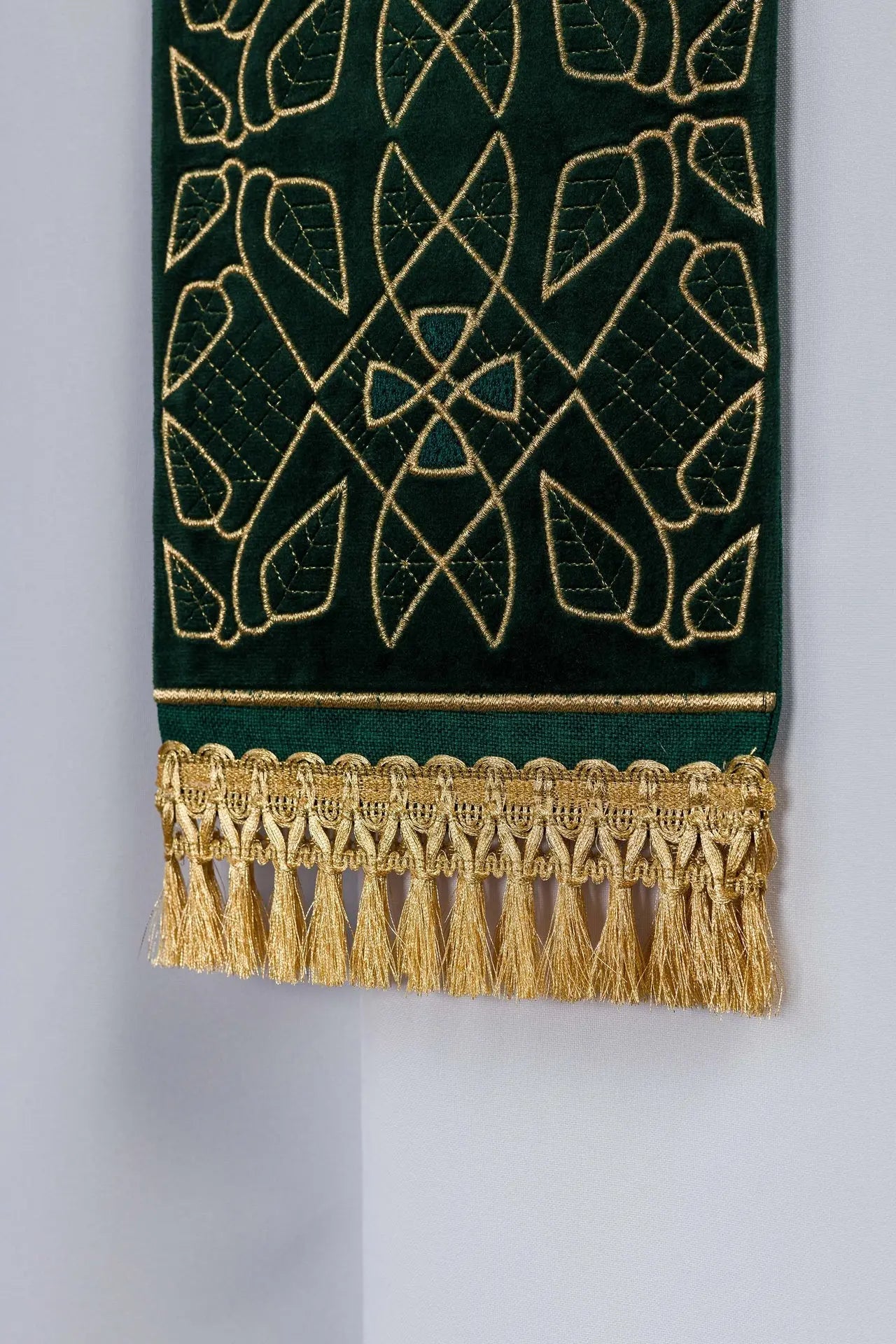 Green Velvet Stole with Embroidered IHS Motif