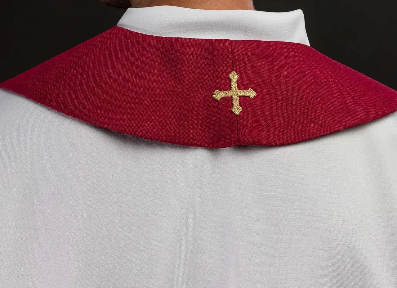 Red Velvet Embroidered Stole with IHS Motif