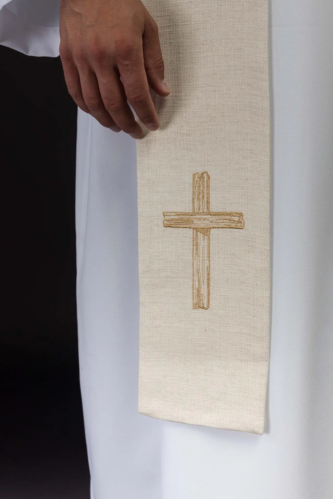 Étole brodée « Jésus le Bon Pasteur » en écru