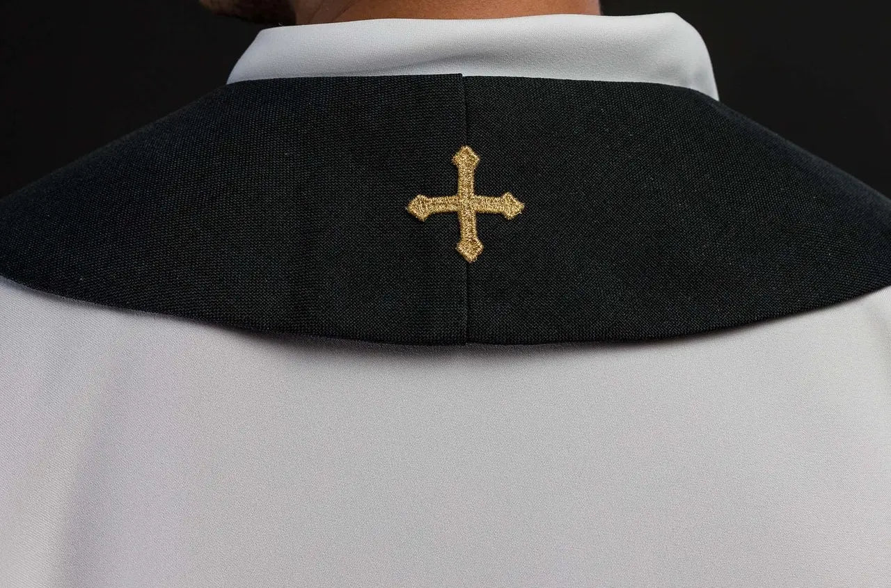 Black Embroidered Stole with IHS Motif