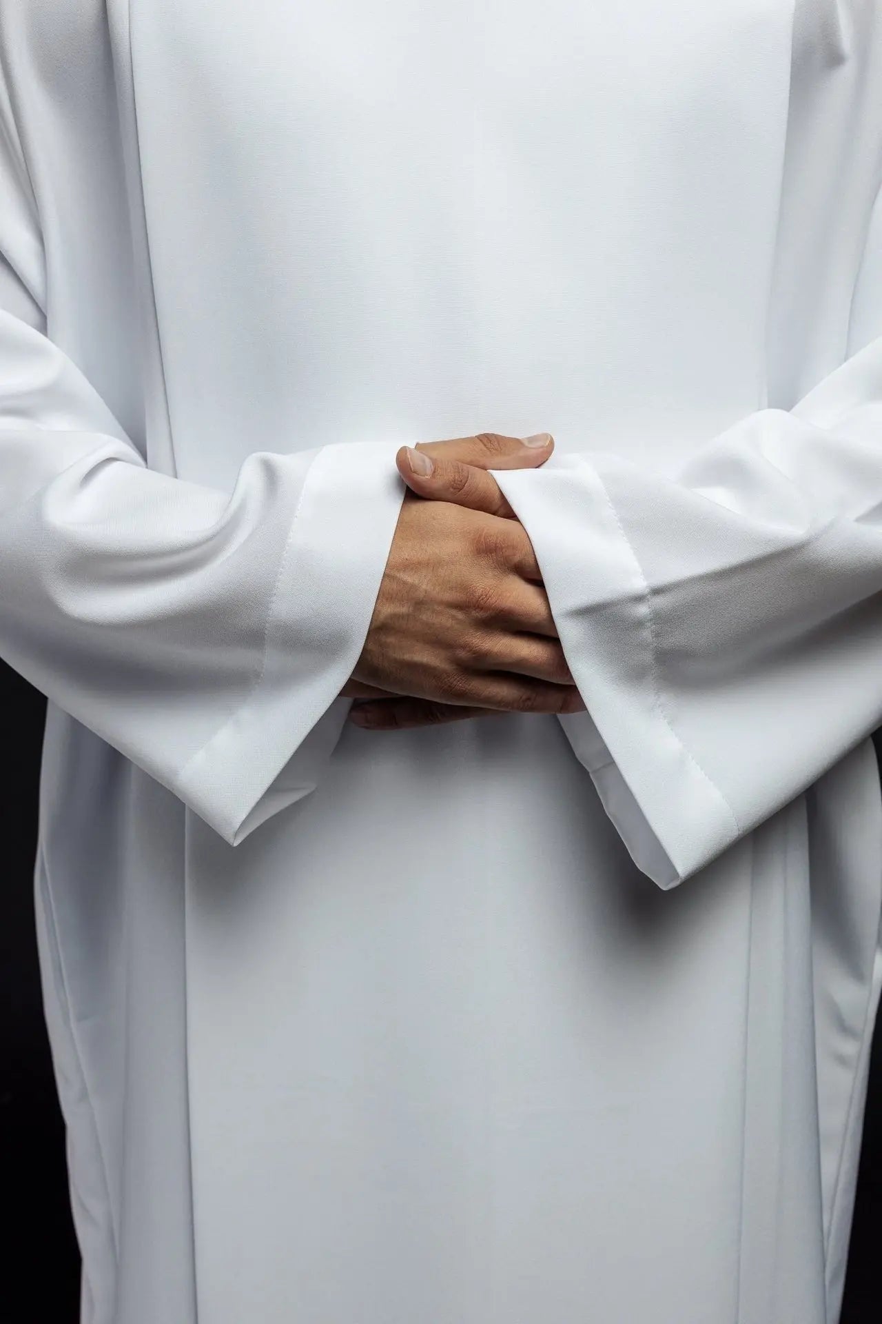 Plain turtleneck priest's robe White