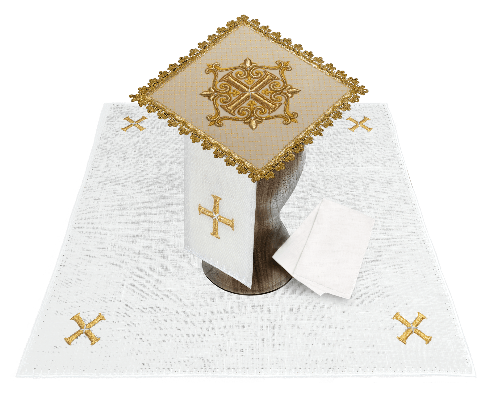 Bielizna kielichowa haftowana aksamit ecru