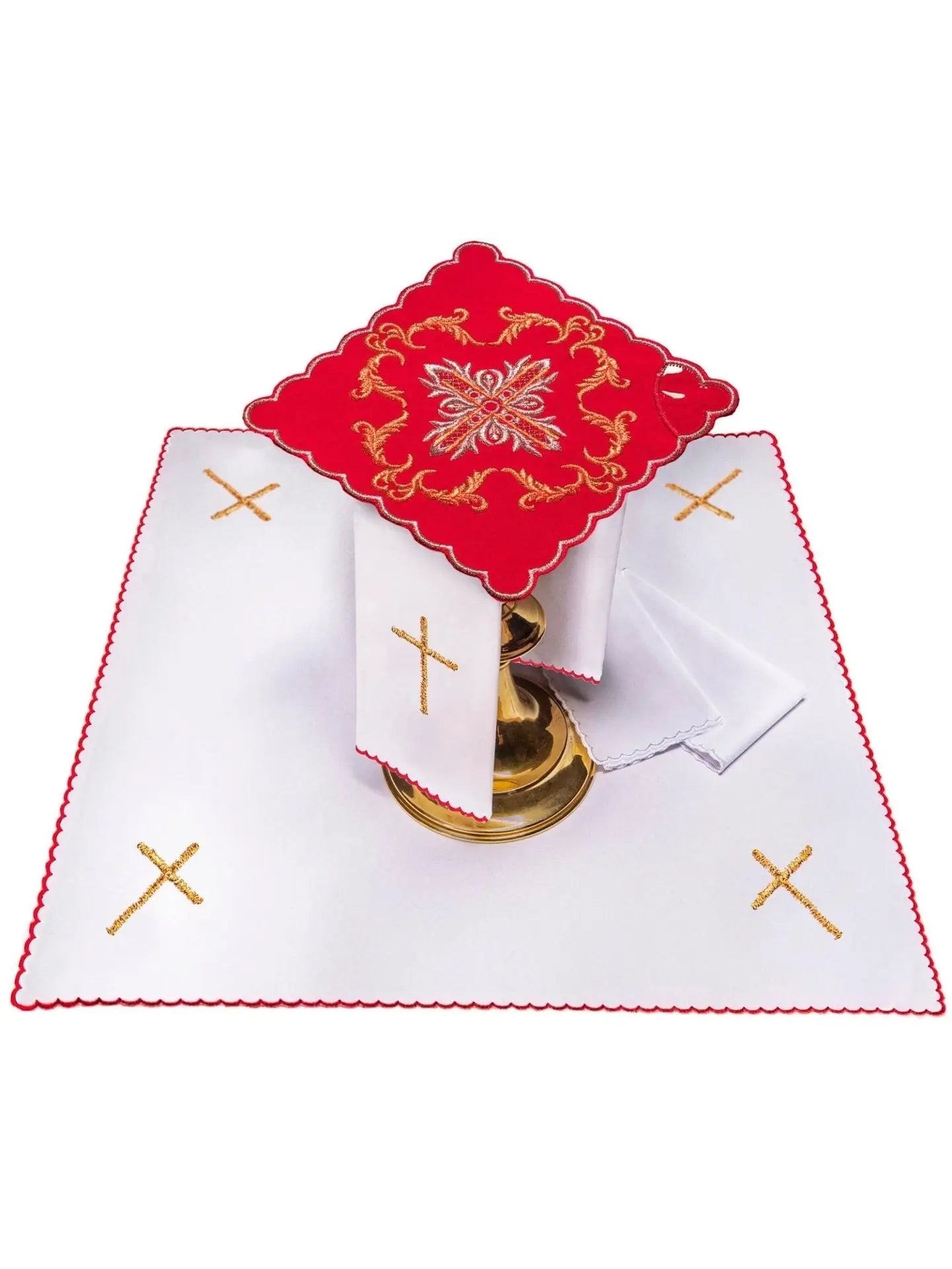 Lin de calice brodé rouge