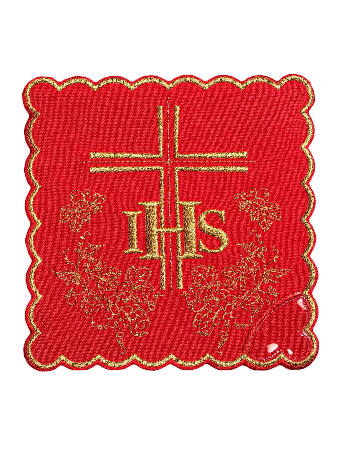 Lin blanc de calice brodé Rouge IHS