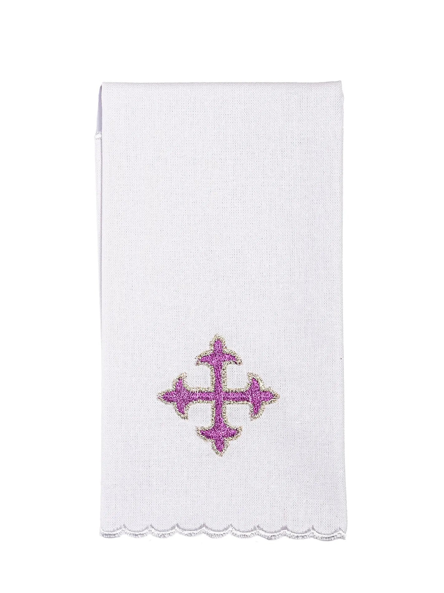 Embroidered chalice linen set purple cross