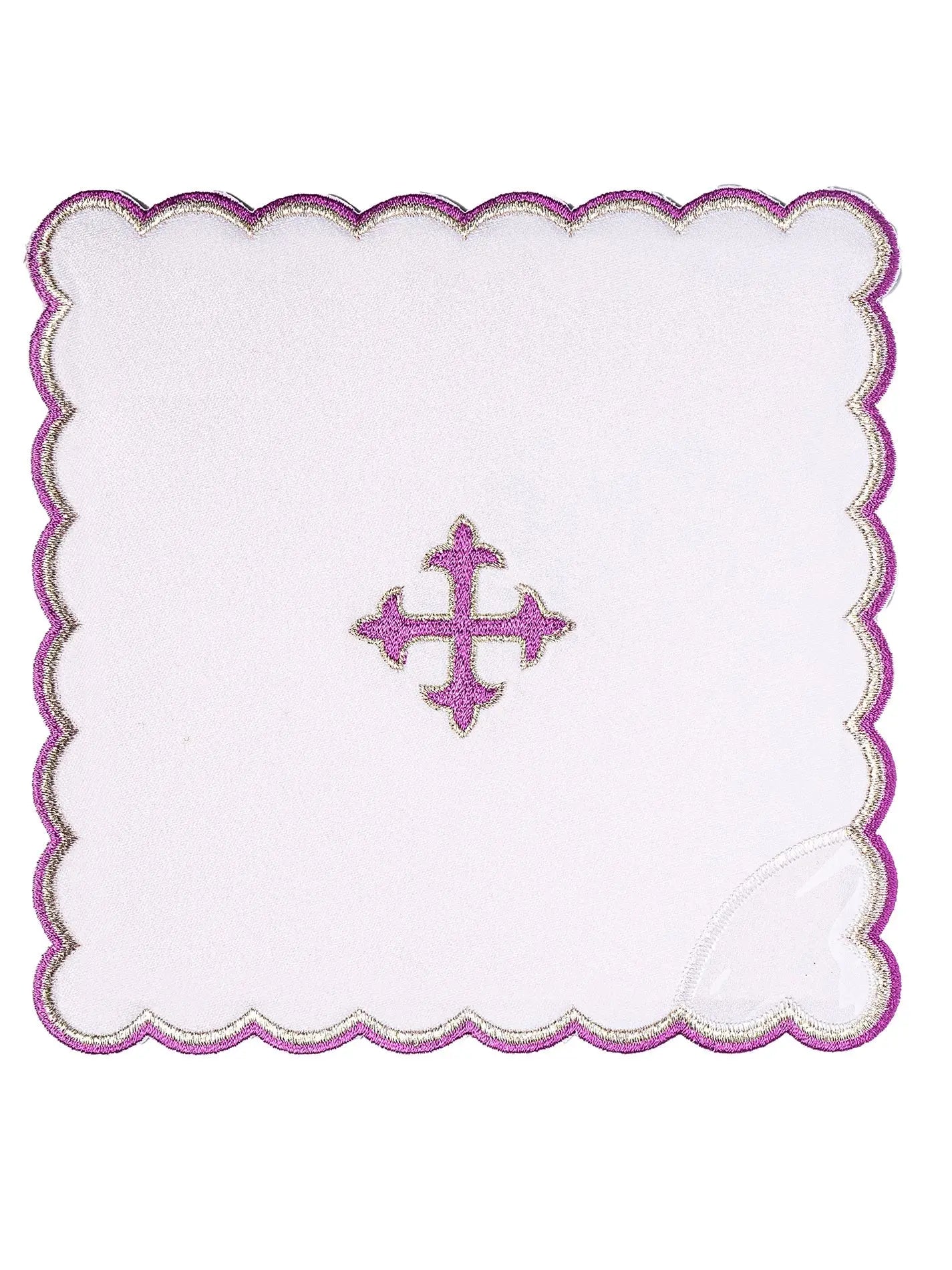 Embroidered chalice linen set purple cross