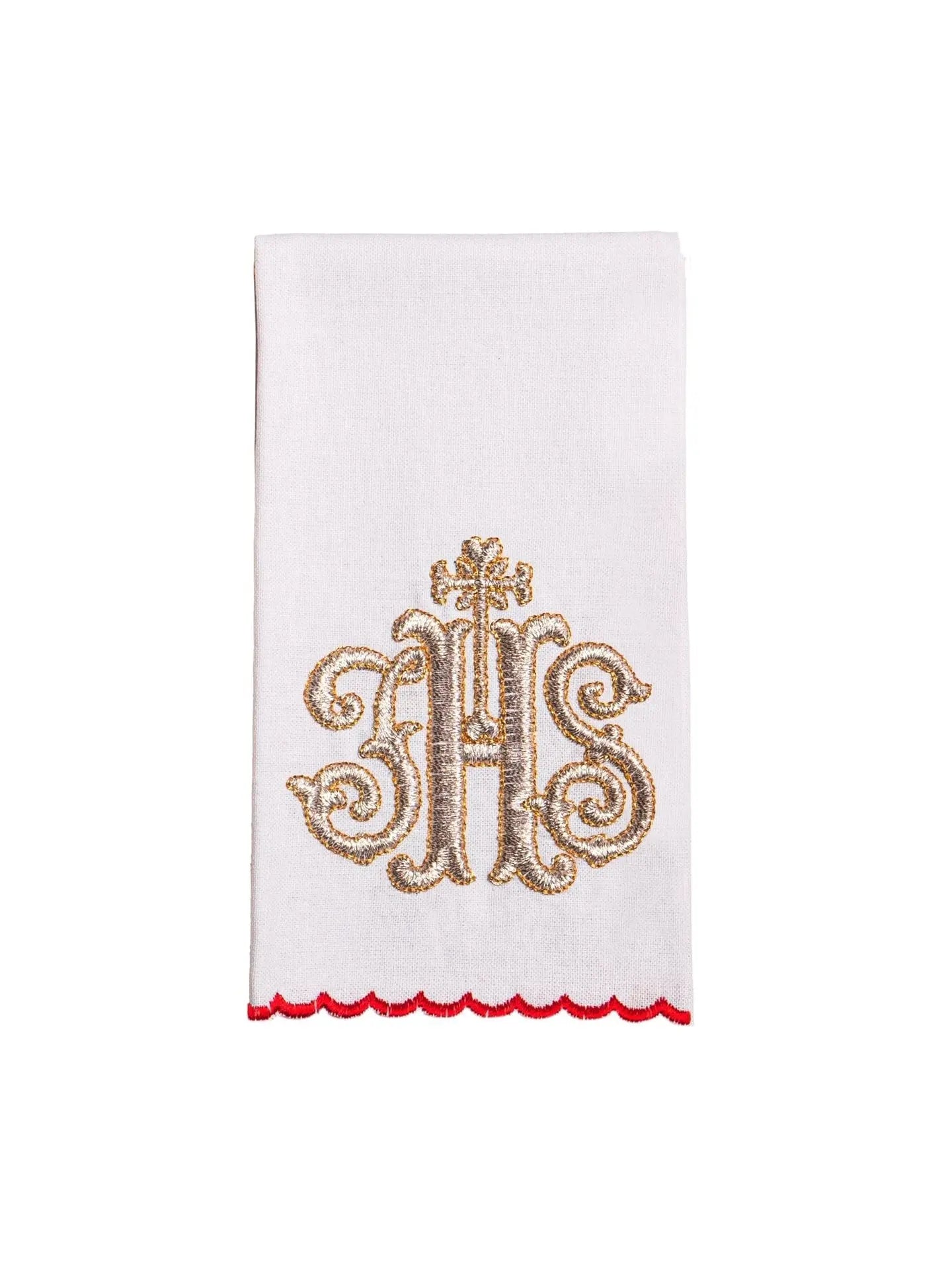 Chalice linen embroidered IHS Red