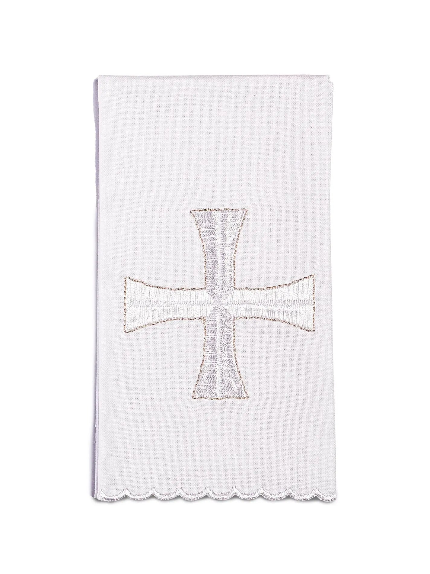 Linge de calice brodé avec bordure argentée