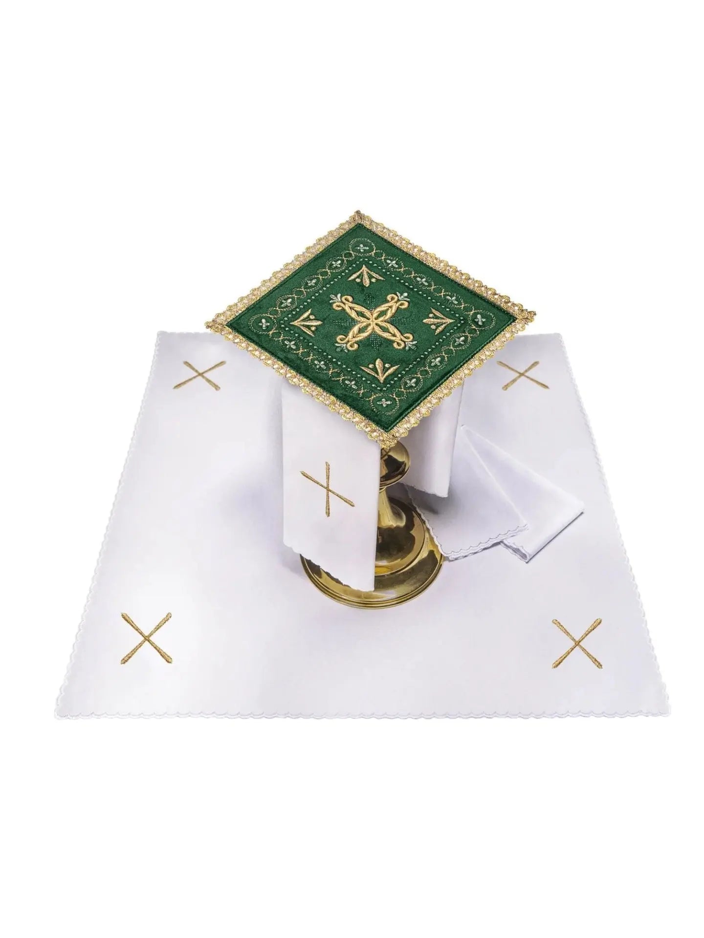 Lin de calice brodé en velours vert